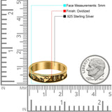 Mountains & Trees Ring Oxidized Band Solid 925 Sterling Silver Thumb Ring (5mm)