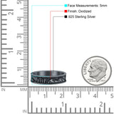 Mountains & Trees Ring Oxidized Band Solid 925 Sterling Silver Thumb Ring (5mm)