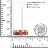 Mountains & Trees Ring Oxidized Band Solid 925 Sterling Silver Thumb Ring (5mm)