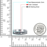 Mountains & Trees Ring Oxidized Band Solid 925 Sterling Silver Thumb Ring (5mm)