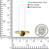 Yin Yang Oxidized Band Solid 925 Sterling Silver Thumb Ring (8.2mm)