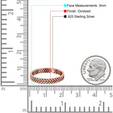 Braided Ring Oxidized Band Solid 925 Sterling Silver Thumb Ring (3mm)