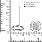 Braided Ring Oxidized Band Solid 925 Sterling Silver Thumb Ring (3mm)
