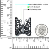 Butterfly Ring Filigree Oxidized Solid 925 Sterling Silver