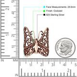 Butterfly Ring Filigree Oxidized Solid 925 Sterling Silver