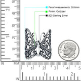 Butterfly Ring Filigree Oxidized Solid 925 Sterling Silver