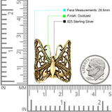 Butterfly Ring Filigree Oxidized Solid 925 Sterling Silver