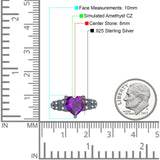 Art Deco Heart Wedding Engagement Bridal Ring Simulated Cubic Zirconia 925 Sterling Silver