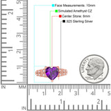 Art Deco Heart Wedding Engagement Bridal Ring Simulated Cubic Zirconia 925 Sterling Silver