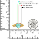 Art Deco Heart Wedding Engagement Bridal Ring Simulated Cubic Zirconia 925 Sterling Silver