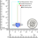 Art Deco Heart Wedding Engagement Bridal Ring Simulated Cubic Zirconia 925 Sterling Silver