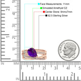 Weave Teardrop Pear Twist Infinity Shank Art Deco Wedding Bridal Piece Ring Simulated Cubic Zirconia 925 Sterling Silver
