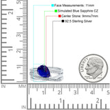 Weave Teardrop Pear Twist Infinity Shank Art Deco Wedding Bridal Piece Ring Simulated Cubic Zirconia 925 Sterling Silver