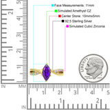 Marquise Art Deco Infinity Wedding Engagement Ring Simulated Cubic Zirconia 925 Sterling Silver