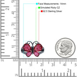 Teardrop Pear Butterfly Filigree Swirl Ring Simulated Cubic Zirconia 925 Sterling Silver Butterfly Ring