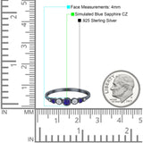 Half Eternity Band Round Simulated Blue Sapphire Cubic Zirconia 925 Sterling Silver (4mm)