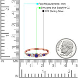 Half Eternity Band Round Simulated Blue Sapphire Cubic Zirconia 925 Sterling Silver (4mm)