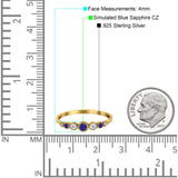 Half Eternity Band Round Simulated Blue Sapphire Cubic Zirconia 925 Sterling Silver (4mm)