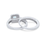 Two Piece Vintage Style Wedding Ring 925 Sterling Silver Simulated Cubic Zirconia