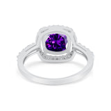 Art Deco Cushion Cut Engagement Ring Simulated Cubic Zirconia 925 Sterling Silver
