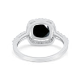 Art Deco Cushion Cut Engagement Ring Simulated Cubic Zirconia 925 Sterling Silver