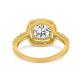 Art Deco Cushion Cut Engagement Ring Simulated Cubic Zirconia 925 Sterling Silver