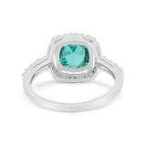 Art Deco Cushion Cut Engagement Ring Simulated Cubic Zirconia 925 Sterling Silver