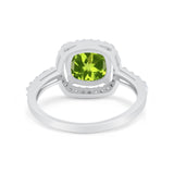 Art Deco Cushion Cut Engagement Ring Simulated Cubic Zirconia 925 Sterling Silver