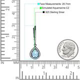 Pear Teardrop Halo Dangle Earrings Cubic Zirconia 925 Sterling Silver