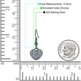 Sparkling Heart Cluster Drop Fish-Hook Earrings Cubic Zirconia 925 Sterling Silver