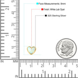 Heart Stud Earring Created Opal Solid 925 Sterling Silver (8mm)