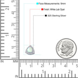 Halo Art Deco Trillion Triangle Stud Earring Created Opal Solid 925 Sterling Silver (9mm)