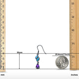 Pear Amethyst Drop Dangle Earrings Created Opal Simulated CZ 925 Sterling Silver (30mm)