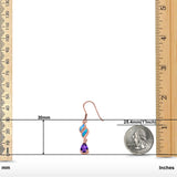 Pear Amethyst Drop Dangle Earrings Created Opal Simulated CZ 925 Sterling Silver (30mm)
