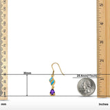 Pear Amethyst Drop Dangle Earrings Created Opal Simulated CZ 925 Sterling Silver (30mm)