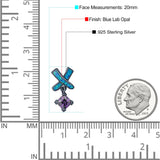 New Design Cross Stud Earring Created Opal Princess Simulated Amethyst CZ 925 Sterling Silver (20mm)