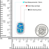 New Style Irregular Shape Stud Earring Created Opal 925 Sterling Silver (18mm)