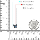 Butterfly Stud Earring Lab Created Opal Solid 925 Sterling Silver (7mm)