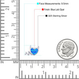Heart Devil Stud Earring Created Opal Solid 925 Sterling Silver (9.5mm)