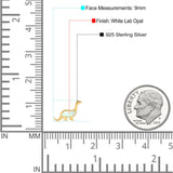 Dinosaur Stud Earring Created Opal Solid 925 Sterling Silver (9mm)