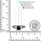 Art Deco Princess Cut Wedding Engagement Bridal Ring Baguette Round Simulated Cubic Zirconia 925 Sterling Silver