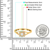 Solitaire Fashion Engagement Ring Created Opal Round Simulated Cubic Zirconia 925 Sterling Silver