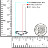 Curved Art Deco 4mm Band Ring Round Eternity Simulated CZ 925 Sterling Silver