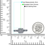 Square Halo Art Deco Wedding Engagement Bridal Ring Round Simulated Cubic Zirconia 925 Sterling Silver