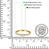 Half Eternity Baguette Cut Ring Wedding Engagement Band Round Pave Simulated Cubic Zirconia 925 Sterling Silver (3mm)