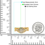 Half Eternity Halo Art Deco Ring Wedding Engagement Infinity Band Round Pave Simulated Cubic Zirconia 925 Sterling Silver