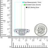 Halo Art Deco Ring Square Wedding Engagement Infinity Band Round Pave Simulated Cubic Zirconia 925 Sterling Silver (10mm)