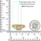 Halo Art Deco Ring Square Wedding Engagement Infinity Band Round Pave Simulated Cubic Zirconia 925 Sterling Silver (10mm)