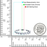 Half Eternity Rope Ring Wedding Engagement Band Baguette Shape Pave Simulated Cubic Zirconia 925 Sterling Silver (4mm)