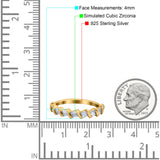 Half Eternity Rope Ring Wedding Engagement Band Baguette Shape Pave Simulated Cubic Zirconia 925 Sterling Silver (4mm)